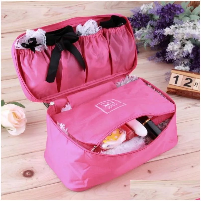 Boîtes De Rangement Poubelles Femmes Fille Dame Cosmétique Sac Organisateur De Maquillage Coréen Sous-Vêtements Soutien-Gorge Maquillage Sacs Voyage Sacs À Main Drop Delivery H Dhbfw