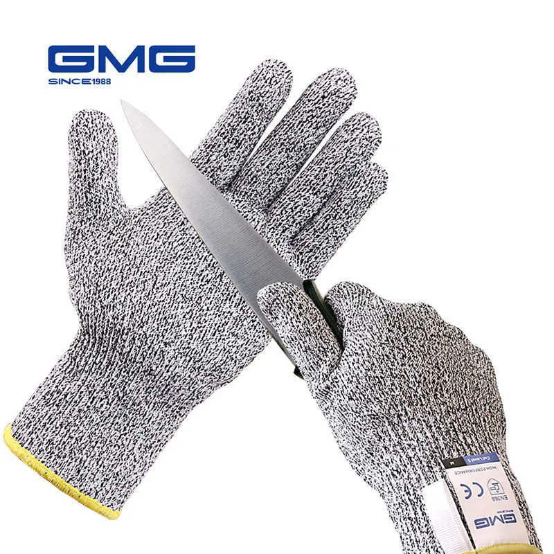 Working Gloves HPPE Level 5 Grey Cut Resistant Anti-Scratch Oysters Food Grade Kitchen Fishing Garden Butcher