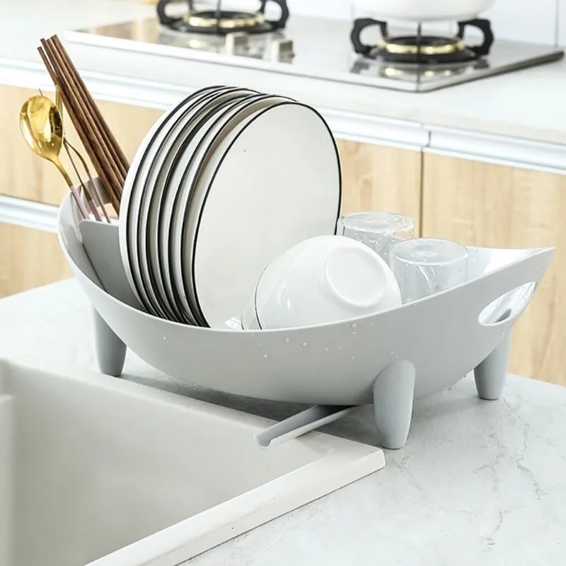Umbra Tub Dish Rack Drying Rack Oval Shaped Drainer With Utensil