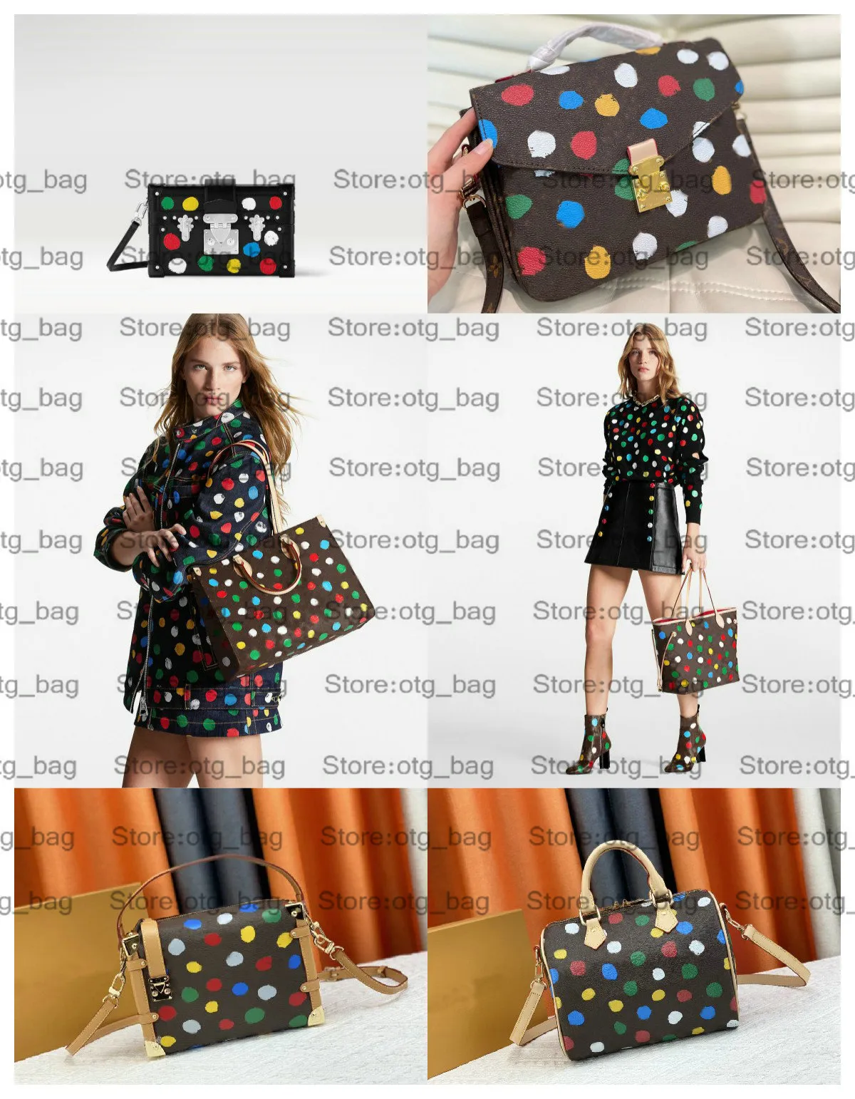 Never MM 2pcs Bag M46381 X Yayoi Kusama PAINTED DOTS Monograms OTG ONTHGO MM M46379 POCHETTES MALLE M21621 SPEEDY Women Luxurys Designers Shoulder Tote Crossbody