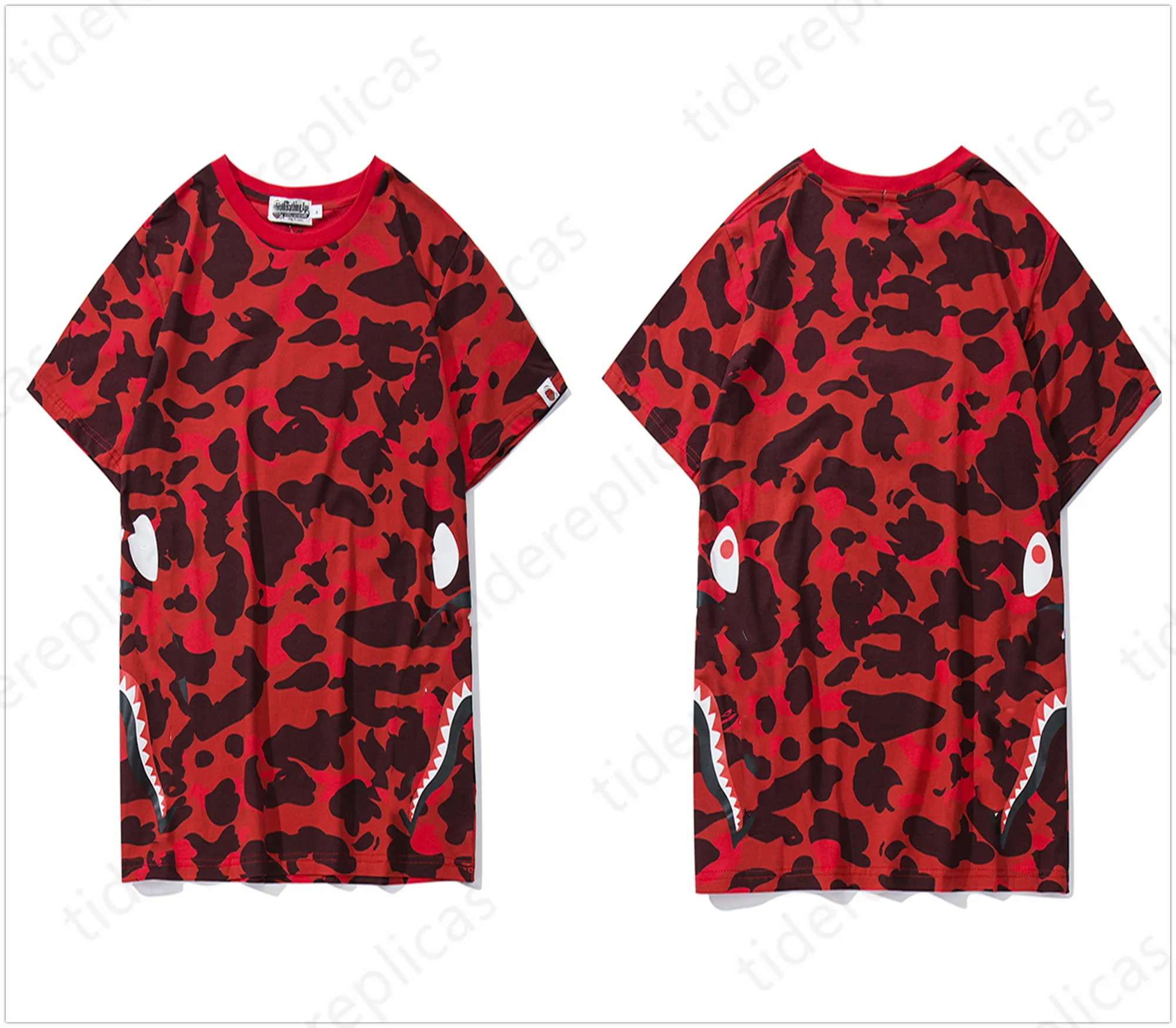 t-shirt hommes t-shirts designer t-shirt femmes t-shirts graphiques vêtements vêtements pur coton Sakura Shark imprimé zip ligne mousse Patchwork t-shirt ligne estampage Flame Camo C1