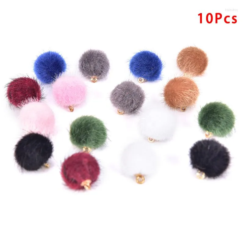 Charms 10pcs/lot Plush Fur Covered Ball Beads DIY Pompom Pendant For Necklace Bracelet Earring Jewelry Making