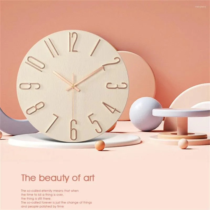 Horloges murales Beige créatif maison salon décoration horloge en plastique or numéro modèles minimaliste Style nordique Transparent 30cm
