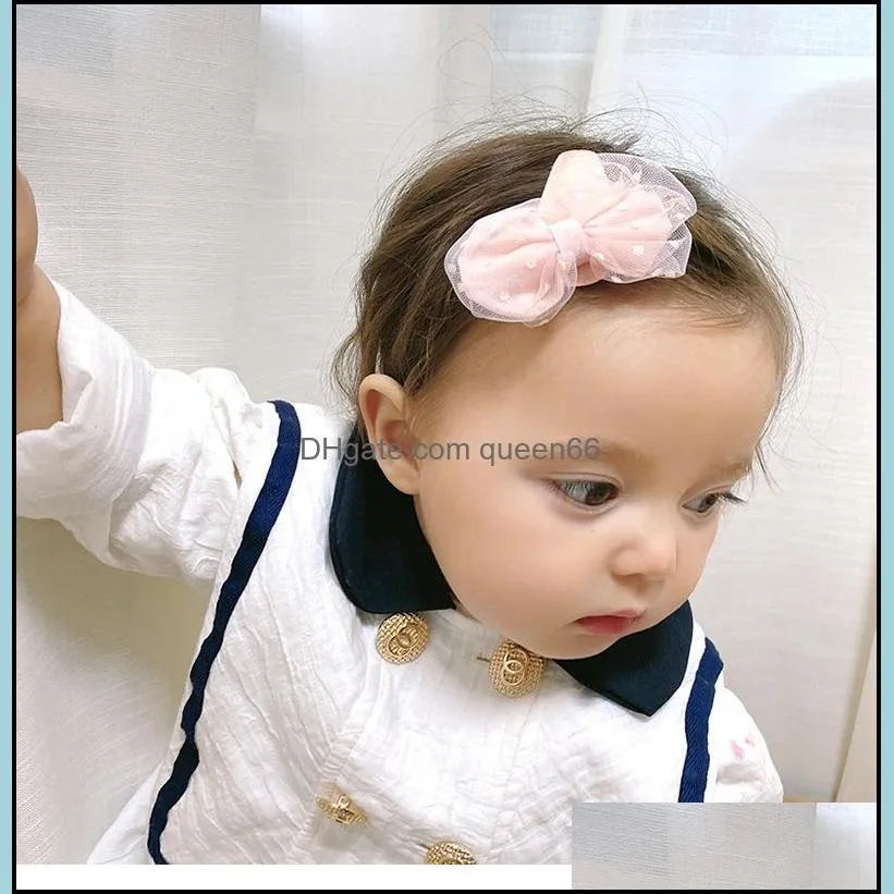 Fermagli per capelli Barrettes Bambini Mti Colore Pizzo Bowtie Bang Bambini Tessuto in lega Dot Scrunchies Copricapo europeo Colorf Coda di cavallo Dhxhn