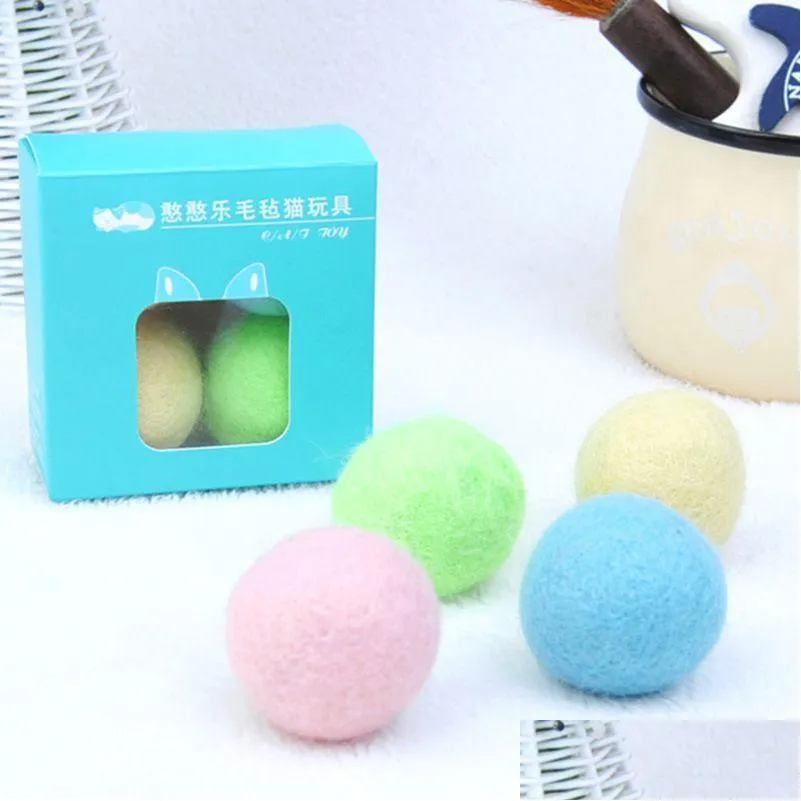 Cat Toys Wool Felt Ball For Cats Kittens Colorf EcoFriendly Teaser Bell Balls Drop Delivery Home Garden Pet Supplies DHFKR