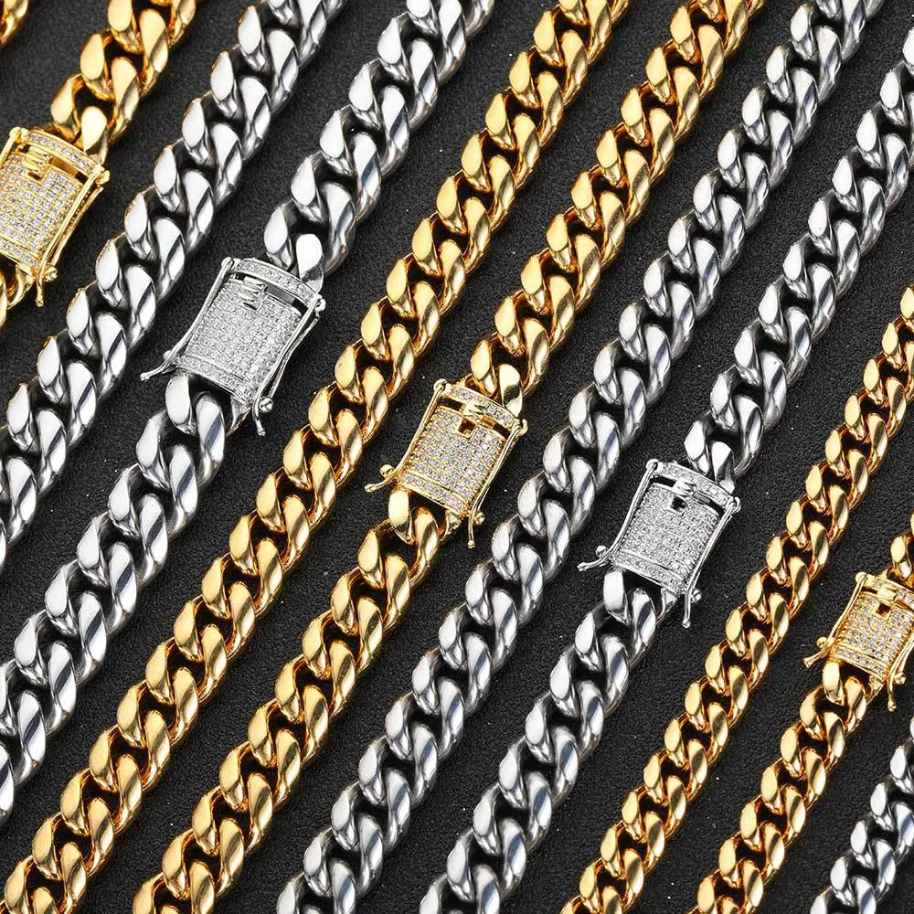 Ювелирные браслеты 6 мм 8 мм Теннисные цепи Дизайн для мужчин хип-хоп цепи Браслет из титановой стали с бриллиантом CZ Lover Gold Silver Rose Fashion Luxury chain