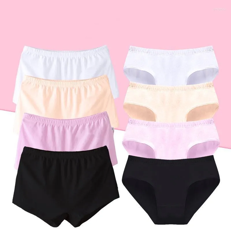 Panties 4pcs Teenage Girl Underwear Solid Color Girls Boxer Breathable Cotton White Shorts Casual Kids Briefs Children Clothing