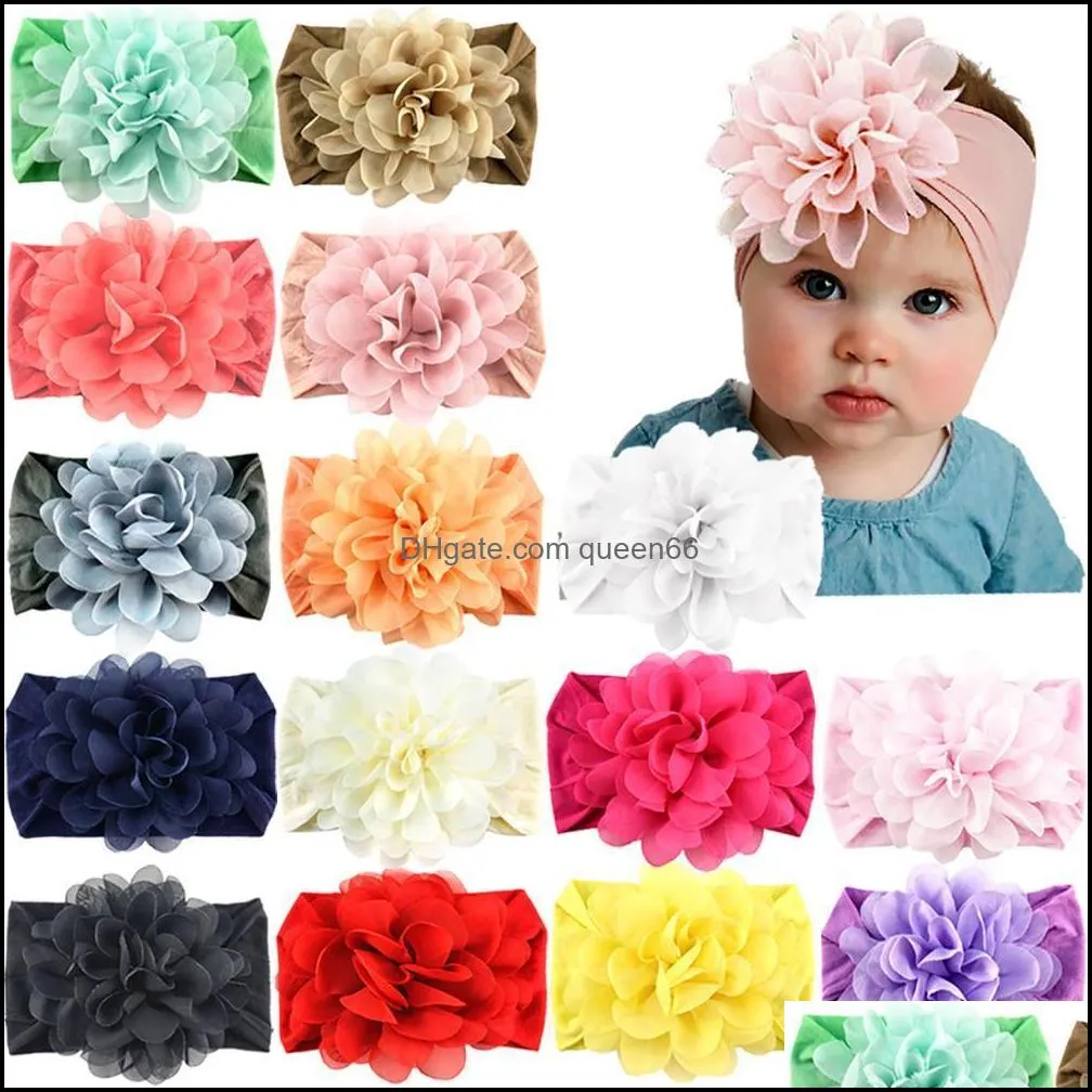 Bandeaux Nylon Hairbands Hair Wraps Big Mousseline de soie Fleur Élastiques pour bébés filles nées infantiles enfants enfants Drop Livraison Bijoux Hairj Otpmb