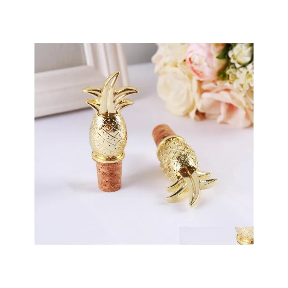 Bar Tools Creative Gold Pineapple Wine Bottle Stopper Wedding Favor Souvenir Party Supplies For Guest SN745 Drop Delivery Home Garde Dhmux