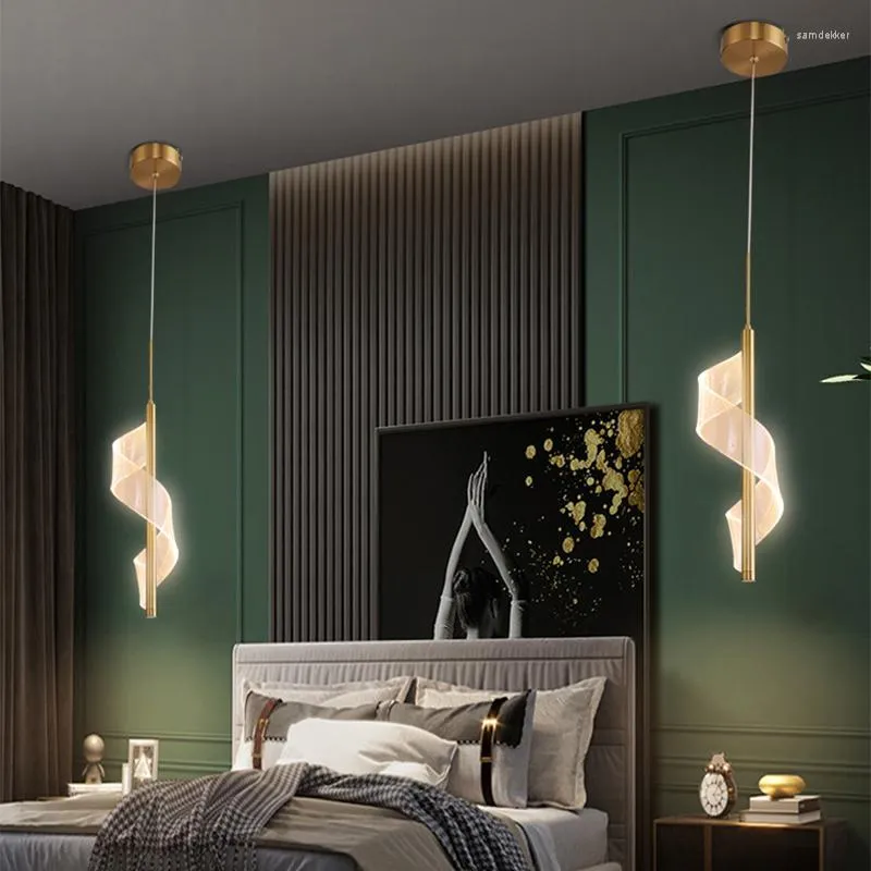 Lampy wiszące nordyckie LED Złoty złoty żyrandol Lampa wisząca oświetlenie wewnętrzne Dekor Home Decor salon sypialnia sypialnia