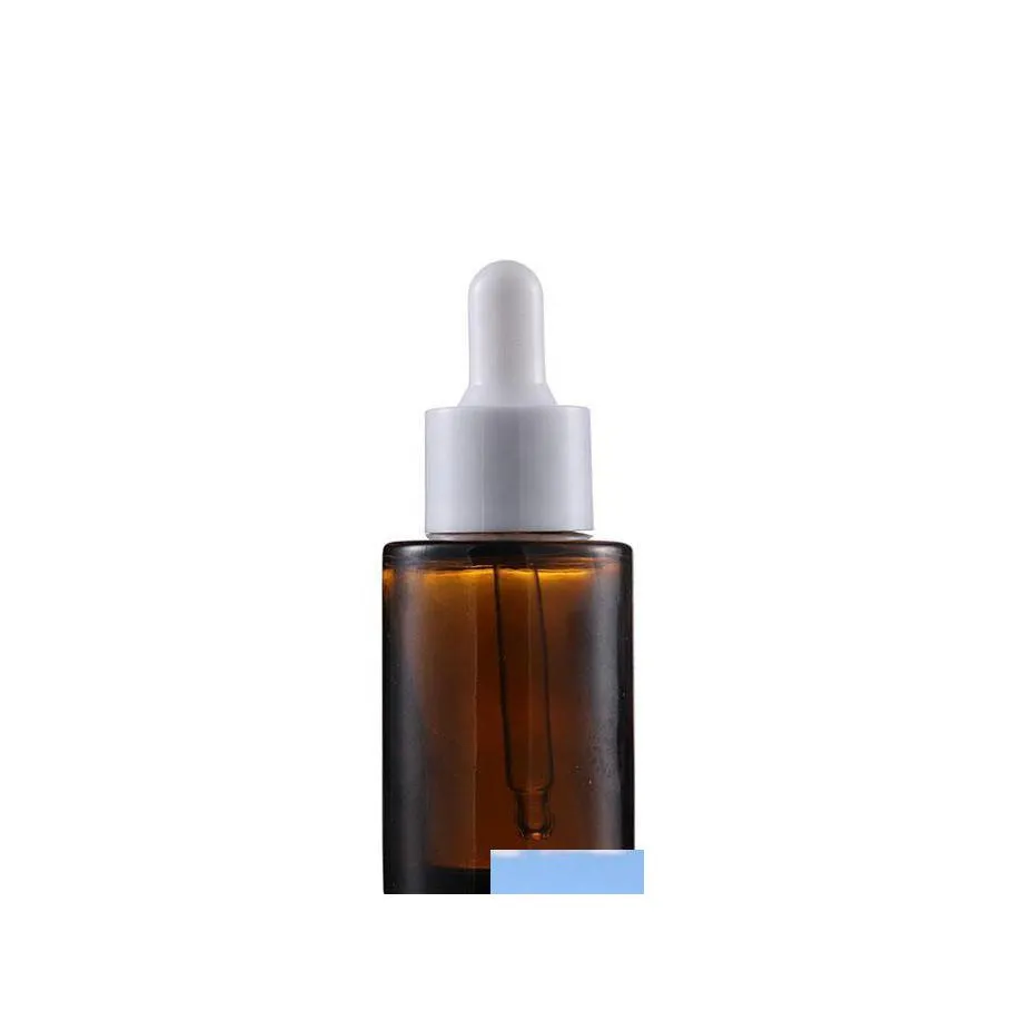 Packing Bottles Wholesale 30Ml Glass Dropper Pipette Bottle Amber Clear Frosted Cosmetics Cream Container With Black White Lids Drop Otdgj