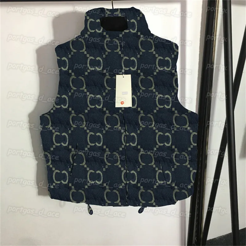 Vrouwen Denim Vest Jas Jacquard Mouwloze Gevoerde Vesten Mode Winter Herfst Vesten331k