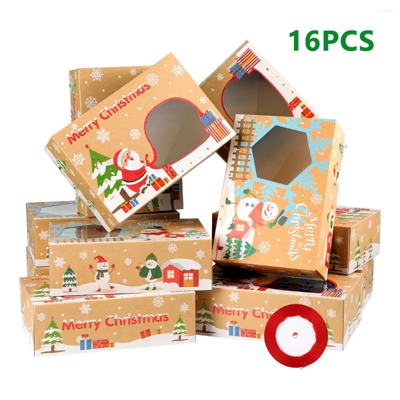 Gift Wrap 16pcs Christmas Doughnut Box Candy Boxes Variety Pack Treat Packaging