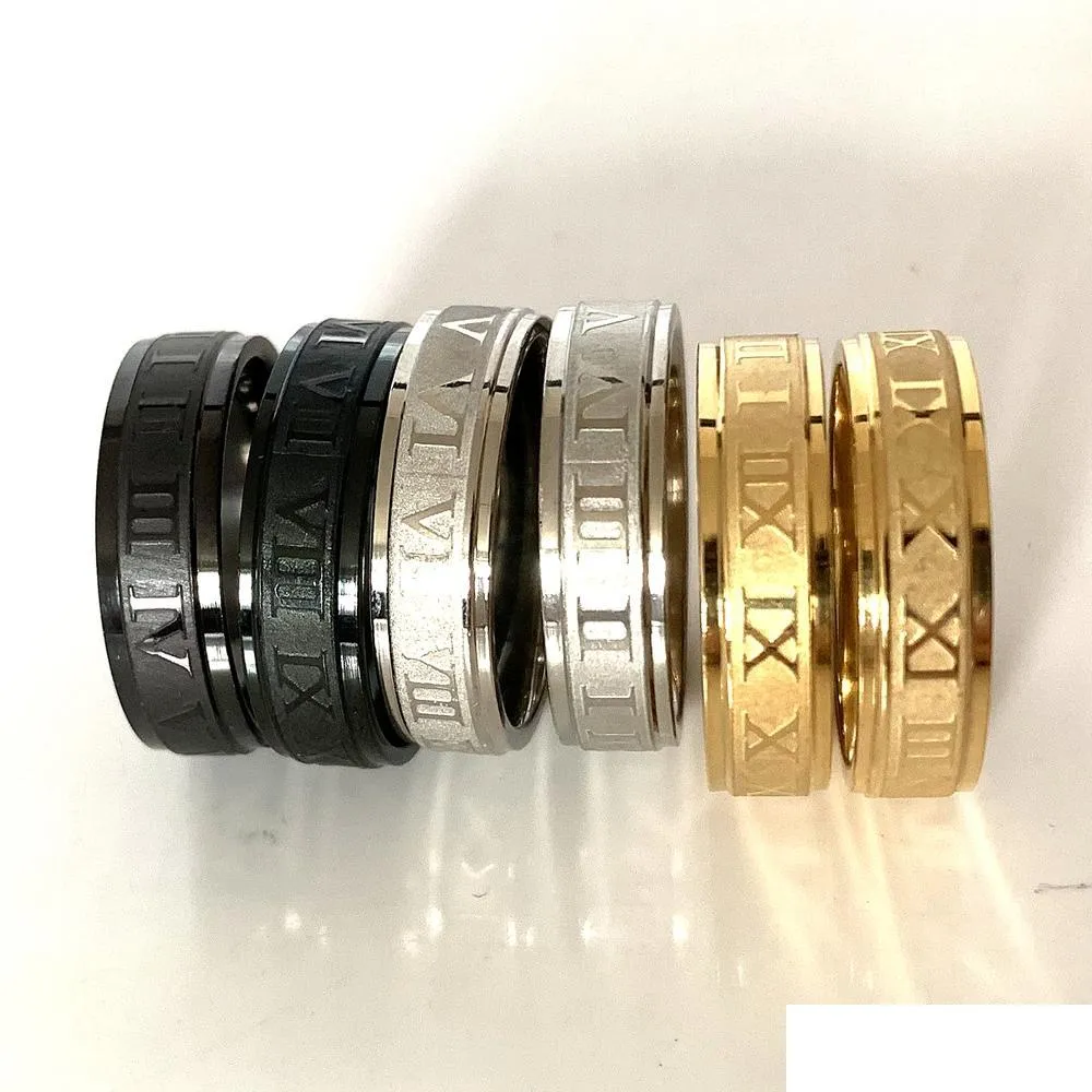 Paar ringen groothandel 36stcs Romeinse nummers roestvrij staal sier black gold mix mode feest geschenken vrouwen mannen sieraden drop levering ri dheig