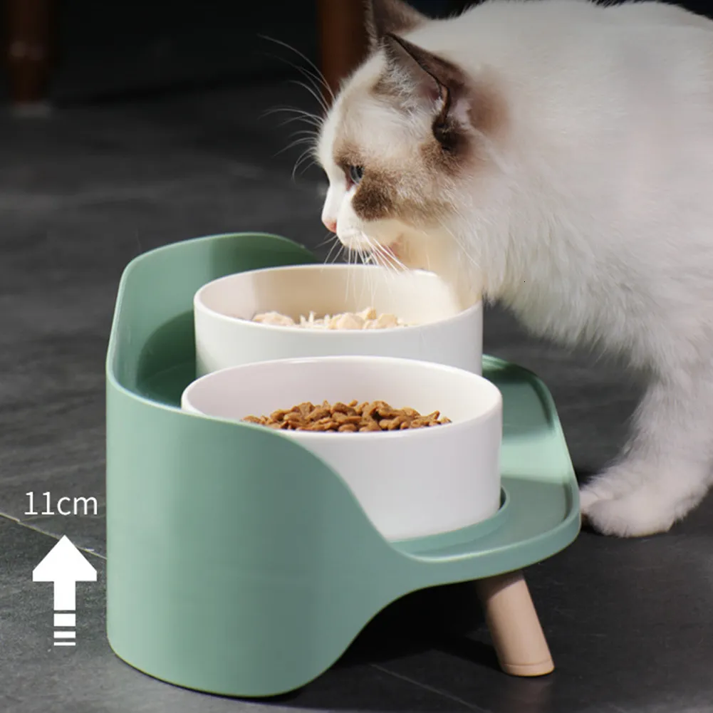 Flurff Automatic Cat Feeder Pet Dining Table Dual Feeding Neck Protect