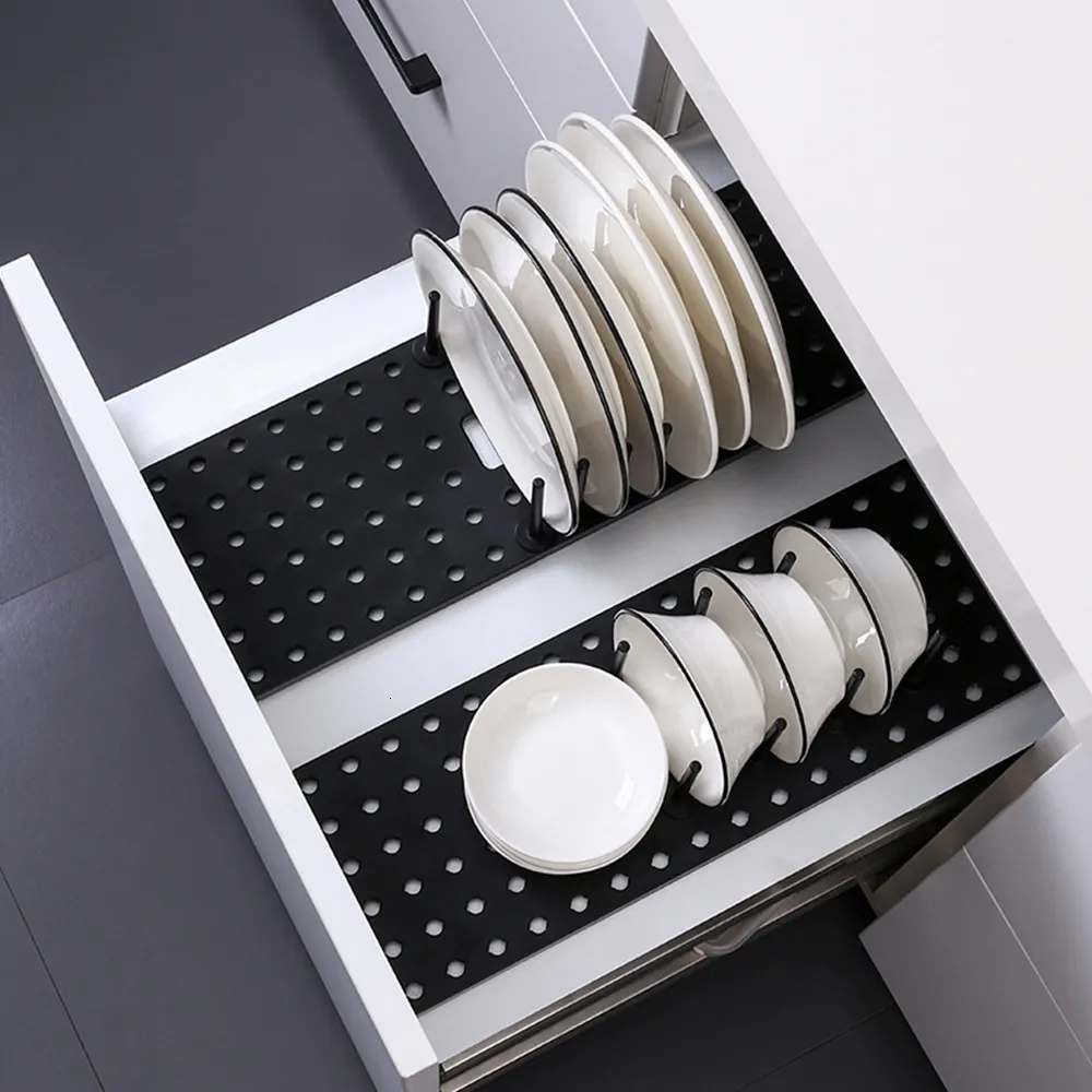 Dish Racks Kitchen Shelf Organizer Telescopic Plate Drying Bowl Pot Lid Storage Holder Adjustable 230111