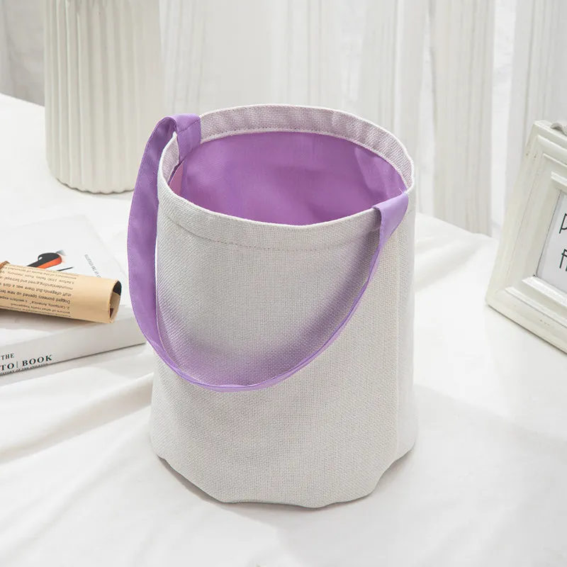 Party Supplies Sublimation Blank DIY Easter Basket Bags Cotton Linen Carrying Gift and Eggs Hunting Candy Bag Halloween Storage Pouch Handbag Toys Bucket