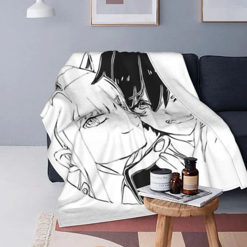 Coperte Darling In The Franxx Coperta Coral Fleece Plush All Season Anime Portable Super Warm Throw For Bed Outdoor Rug Piece