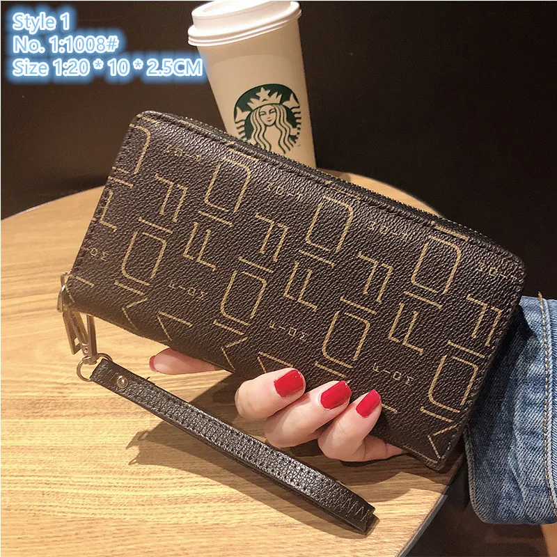 Factory wholesale ladies shoulder bags classic print fashion long wallet multifunctional zipper mobile phone coin purse small fresh contrast leather clutch bag