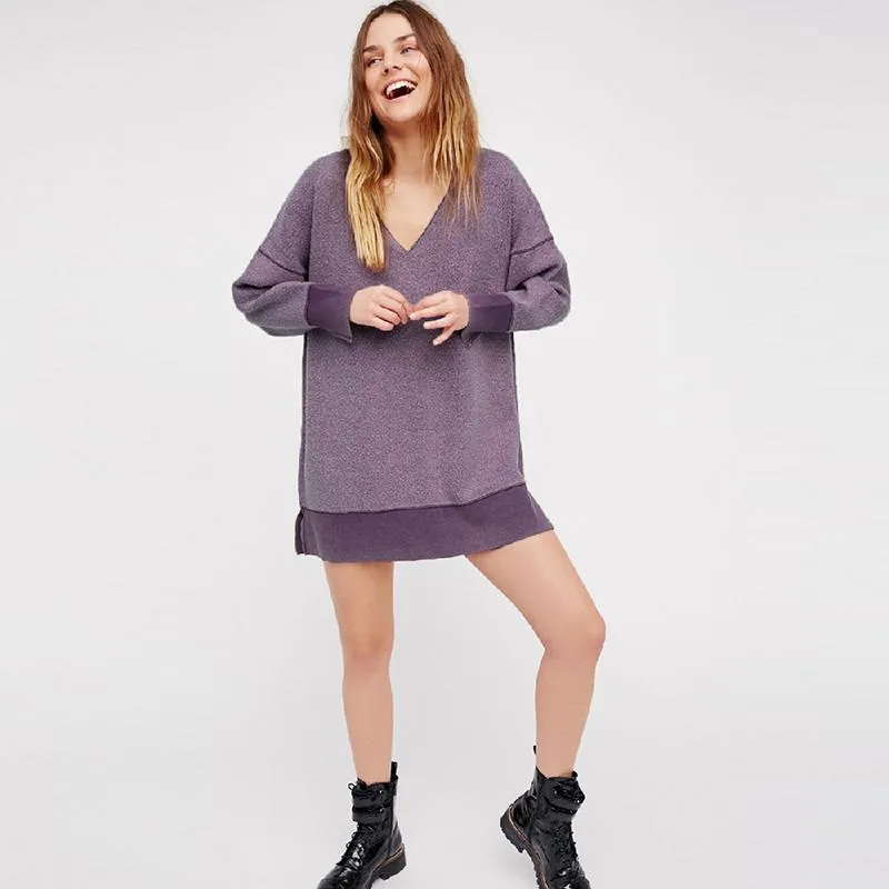 Hoodies voor dames sweatshirts la maxza 2023 dames sweatshirt v-neck streetwear pullovers vrouwelijke kleding mode lang 101029