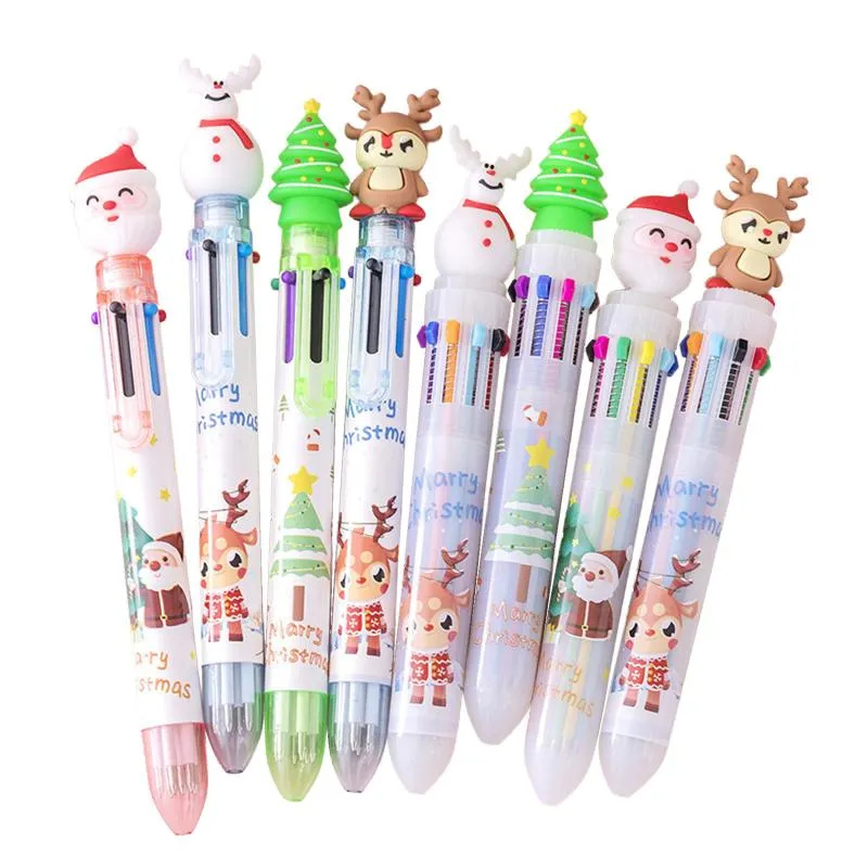 Storage Bags Cute Santa 6/10 Colors Chunky Ballpoint Pen Kawaii Rollerball School Office Supply Gift Stationery Christmas DecorationsStorage