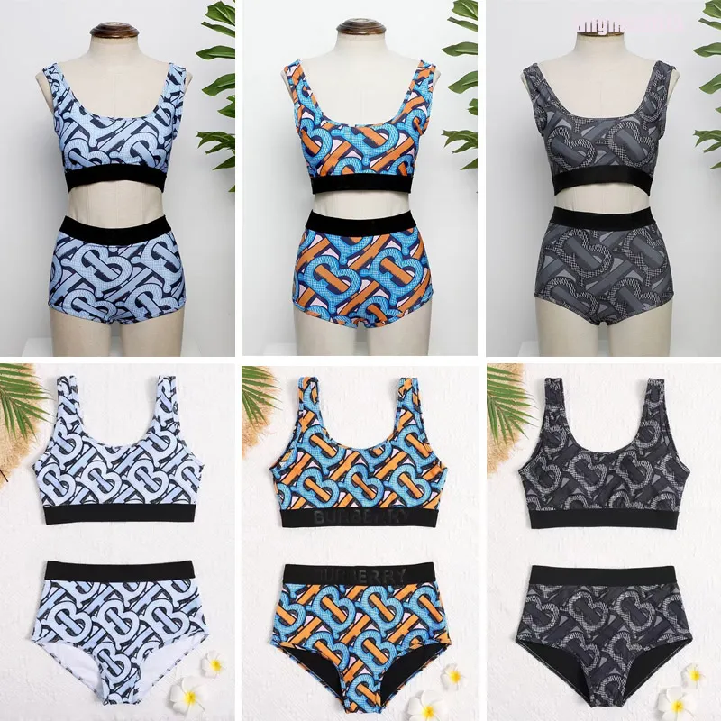 Sexiga kvinnors badkläder Bikini Tryck på snabbtorkade sommardamer med bröstkudde utan stålstöd slitstorlek S-XL