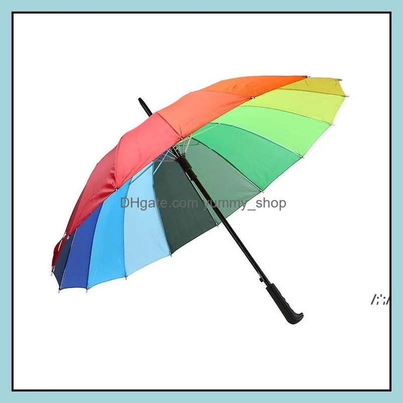 Guarda -chuvas Rainbow Umbrella Longa Handeld Handle reta Prov￳filos de vento homens homens chuva Rre13490 Drop Deliver