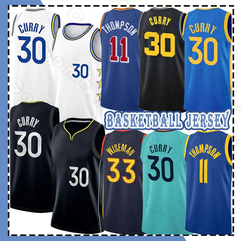 Stephen Curry Klay Thompson Basketball Jerseys 11 30 Donovan Mitchell James Wiseman 45 33 2023 City Shirt Black Blue White Edition Jerseys