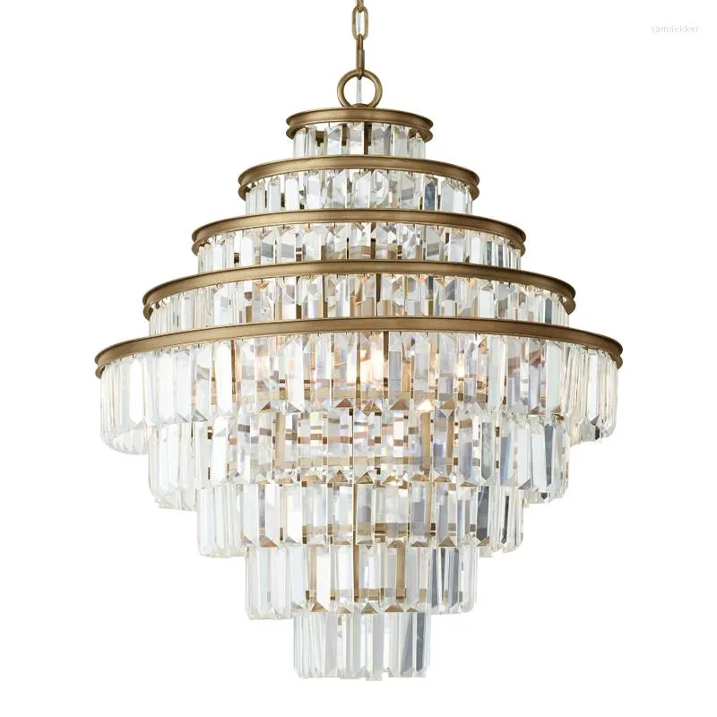 Pendant Lamps Light Luxury Crystal Chandelier Post-modern Minimalist Bedroom Living Room Dining All Copper Creative