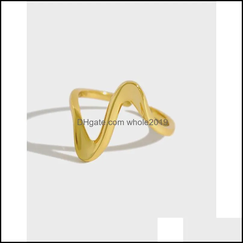 Band Rings Korean Style Ins Simple Wave Ring for Women 100 925 Sterling Sier Open Fine Party Jewelry YMR704 Drop Delivery Otmsx