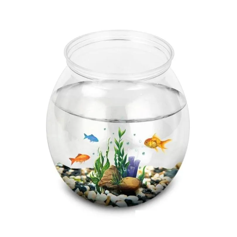 Aquários Tanques de peixes Acessórios para aquário Tanque tanque de thite transparente redonda de plástico redonda antifall Drop Drop Home Garden Pet Dhode