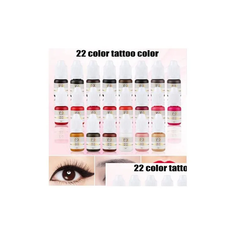 Permanente Make -up -Tinten halb Augenbrauen Lippen Augenlinie Mikroblading Pigment Tattoo Farbablieferung Gesundheit Sch￶nheit Tattoos K￶rperkunst Suppl dhqrw