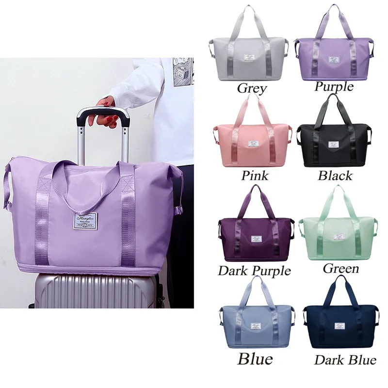 Bolsas de viagem femininas mochila de treino mochila à prova d'água bolsa de ginástica esportiva bolsa de ginástica para transporte de fim de semana bolsas para mulheres com manga trolley bolso molhado