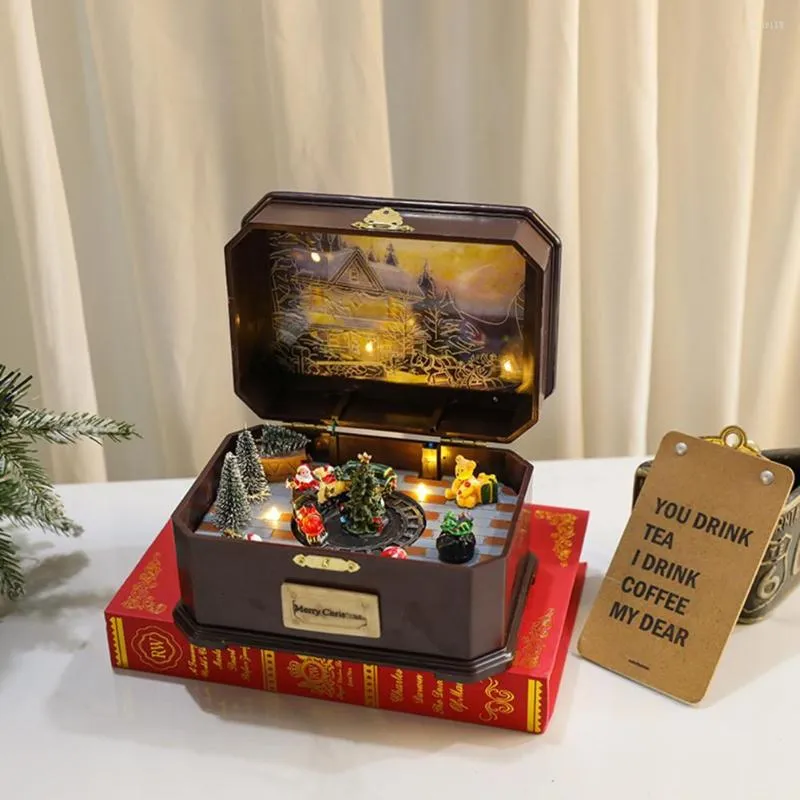 装飾的な置物繊細なフェスティバルミュージックボックス再利用可能な長い時間クリスマスオーナメントミュージカルポータブルクリスマスを家に使用する