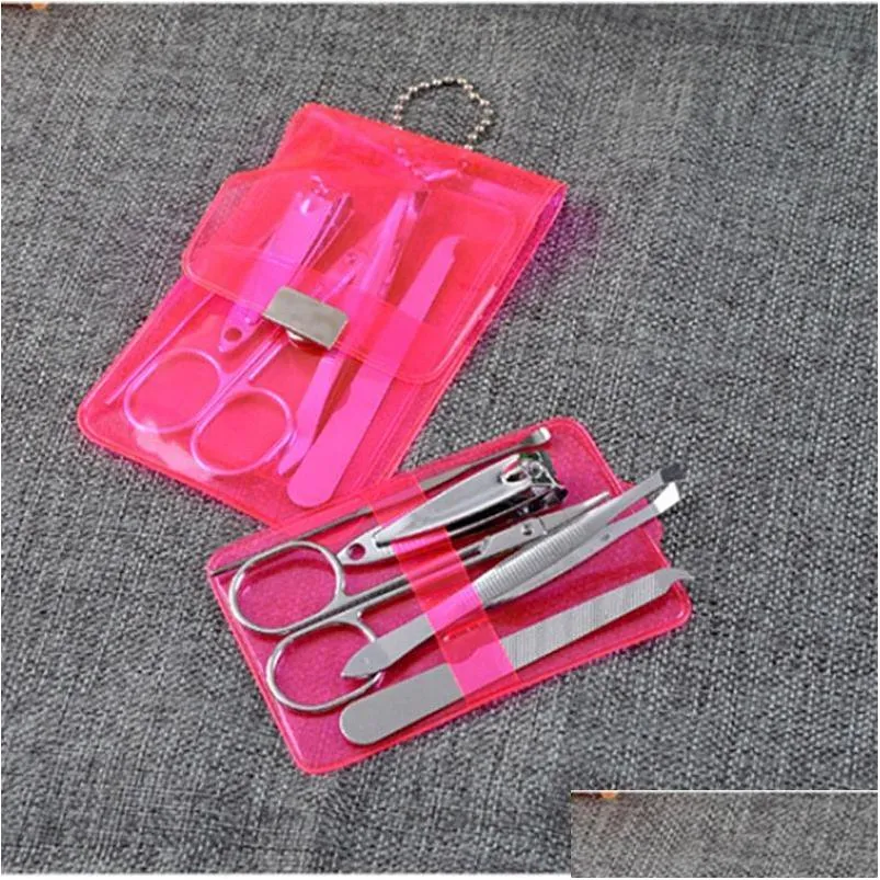 Nail Art Kits 5Pcs Stainless Steel Pedicure Scissors Clipper Tweezer Dig Ear Pick Spoon Knife File Utility Manicure Kit Drop Deliver Dhwke