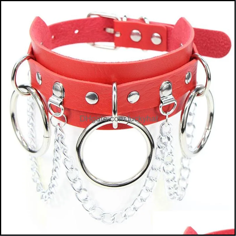 Chokers Gothic Punk PU-Leder-Choker-Schloss-Schlüssel-Herz-runder Spike-Niet-Kragen mit Nieten-Halskette-Körper-Geburtstags-Party-Geschenk Chockers Jude Otofr