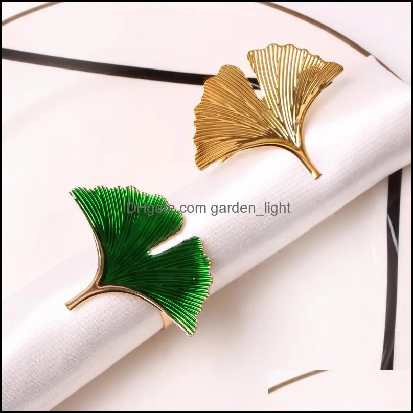 Napkin Rings Emerald Green Ring Leaf Holder Drop Delivery Home Garden Kitchen Dining Bar Table Decoration Accessories Otinn