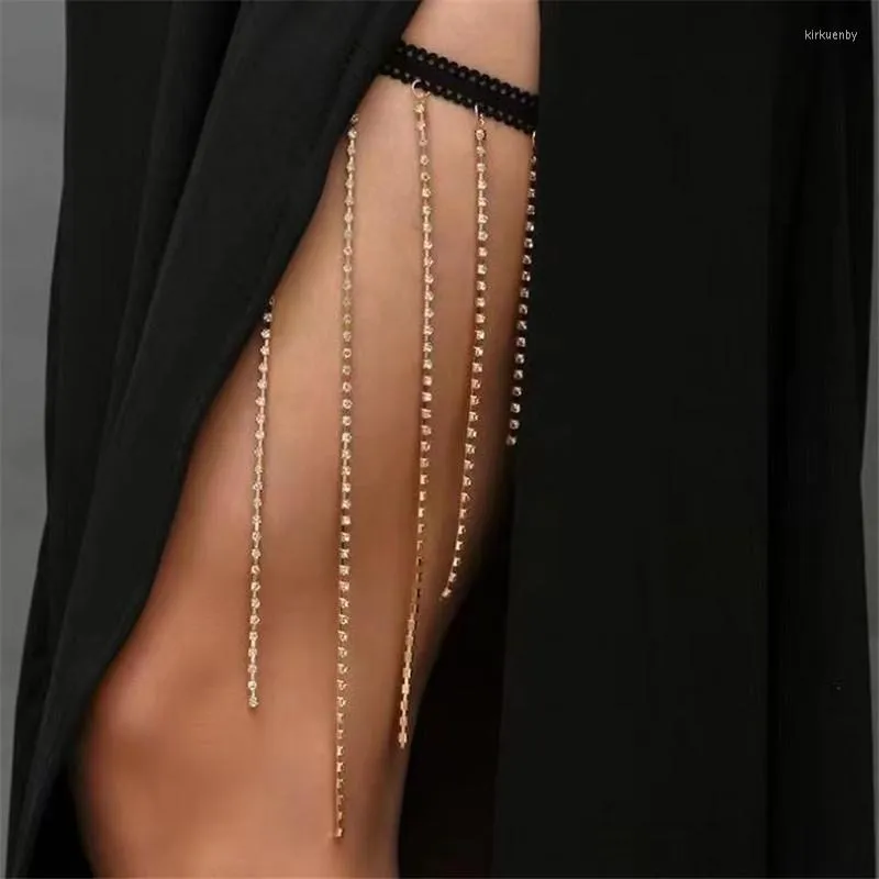 Anklets Zoshi Shiny Rhinestone benkedjor för kvinnor bohemsk sexig kroppskedja lår smycken multi lager silver pläterad