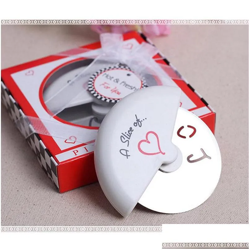 Party Favor Wholesale A Slice Of Love Stainless Steel Pizza Cutter In Miniature Box Wedding Favors And Gifts For Guest Wa2024 Drop D Dhehp