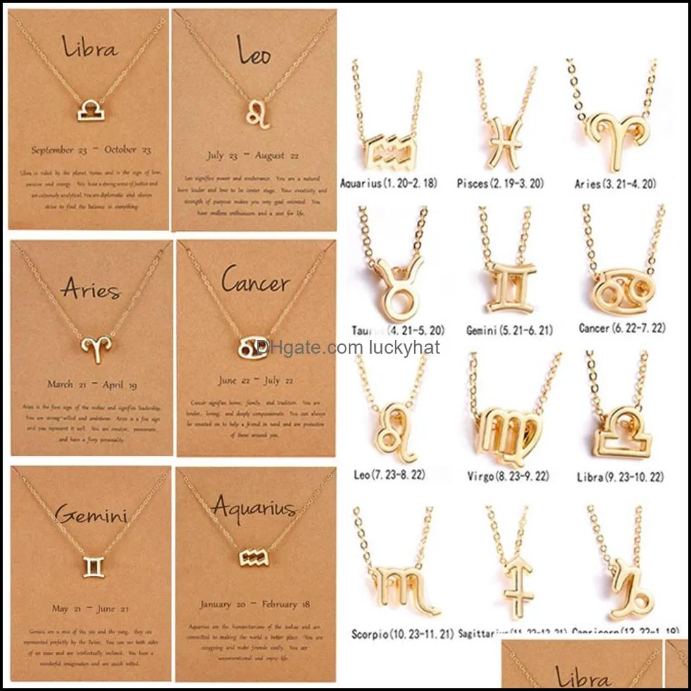 Pendentif Colliers Cr Bijoux Personnalité Symbole Version 12 Constellations Collier Carton Constellation Dogeared Clavicar Chaîne D Otk29