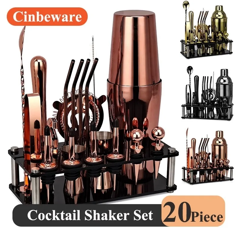 Weingläser, 20-teilig, komplettes professionelles Cocktail-Shaker-Set, Boston-Shaker, Barkeeper-Set, Mixer-Set, Haushaltsutensilien für das Gastgewerbe 230113