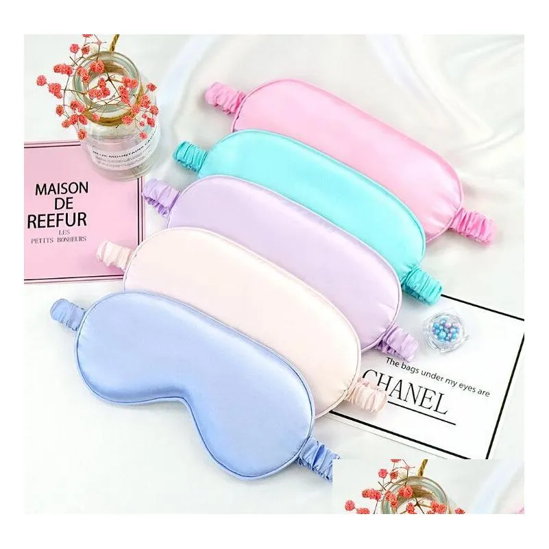 Masques de sommeil 16 couleurs bleu rose soie repos ombre masque pour les yeux rembourré ombre er eyetravel relax aide bandeau eyemask drop livraison guérir dhk8e