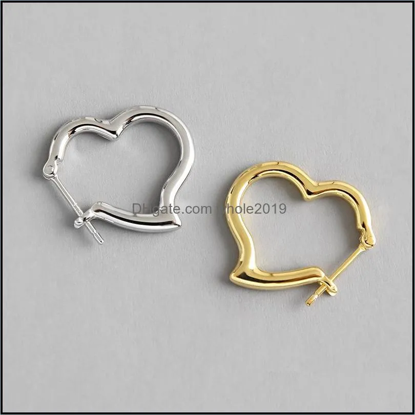 Hoop Huggie 100 Genuine 925 Sterling Sier Earring Brinco Korean Trendy Love Heart Earrings For Women Fine Jewelry Gifts Yme481 Dro Otld2