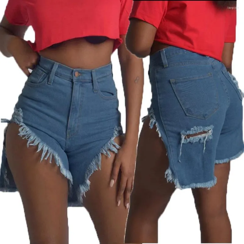 Shorts pour femmes 2023 Femmes Sexy Taille haute Denim Tassel Ripped Hole Jeans Cutoff