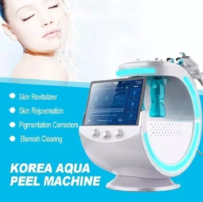 Dispositifs de soins faciaux Équipements de beauté multifonctionnels 2024 Ice Blue Hydra Peelling Dermabrasion 7 dans 1 Machine d'hydrodermabrasion avec analyse de la peau