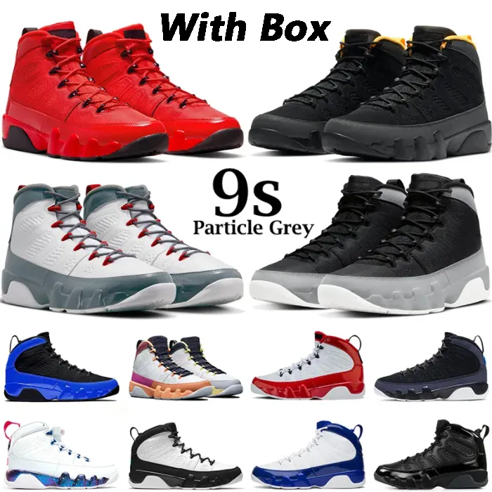 5 Estrellas Avec Box Retro 9 Fire Red Basketball Chaussures Men 9s Particule Grey Chili Red 