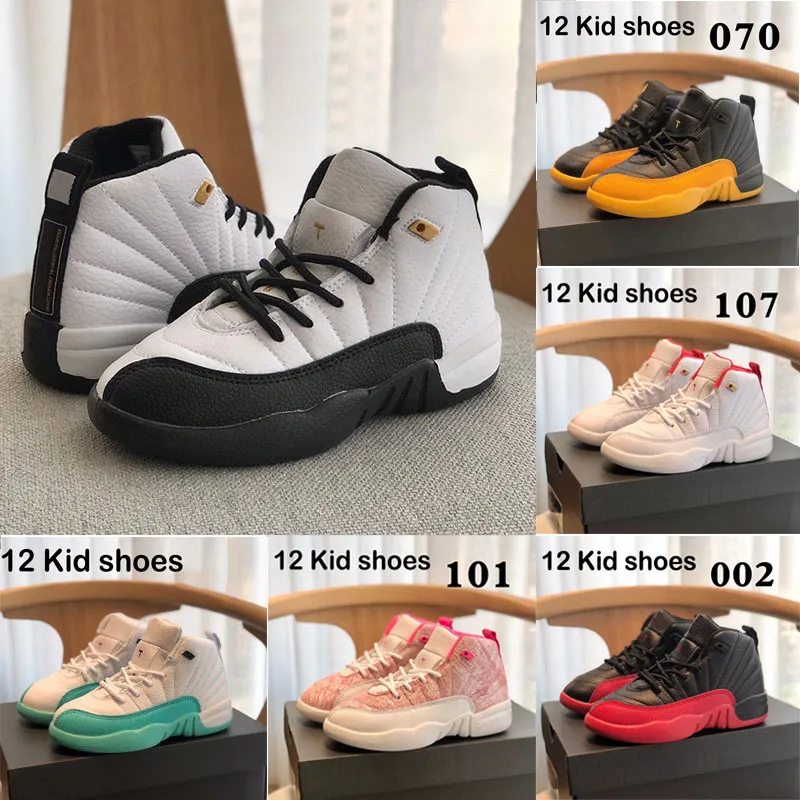 Jumpman 12 Kid Basketball Shoes Ps Influense Svart Deadly Pink Gym Red Athletic Outdoors Sneakers Storlek 26-35