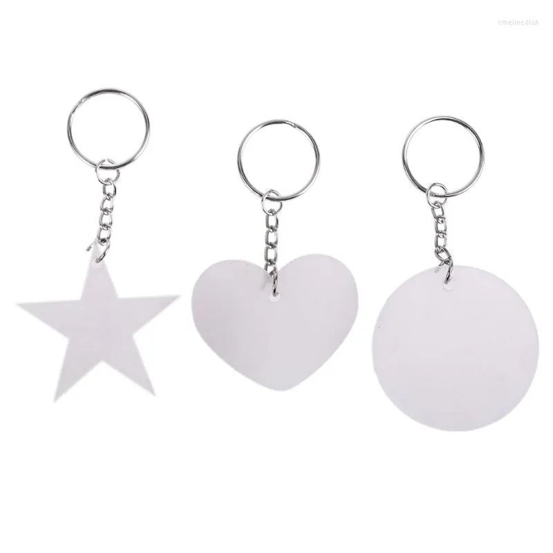 Nyckelringar akryl transparent stjärna hjärt ovala skivor nyckelring ämnen tofs smycken gör