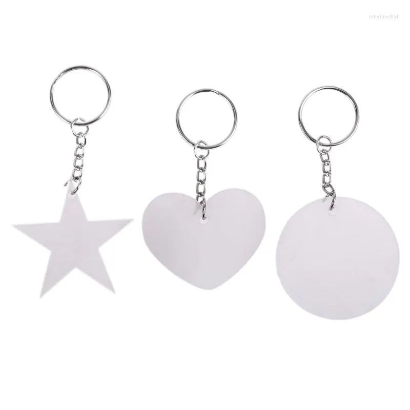 Keychains Acryl transparent Stern Herz Oval Scheiben Schlüsselbund Blanks Quasten Schmuck Herstellung