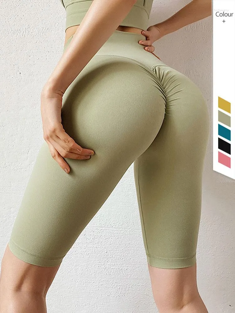 Pantalon actif femme longueur genou Yoga ponçage Double face contrôle du ventre Push Up Fitness Leggings de gymnastique collants d'entraînement de course extensibles